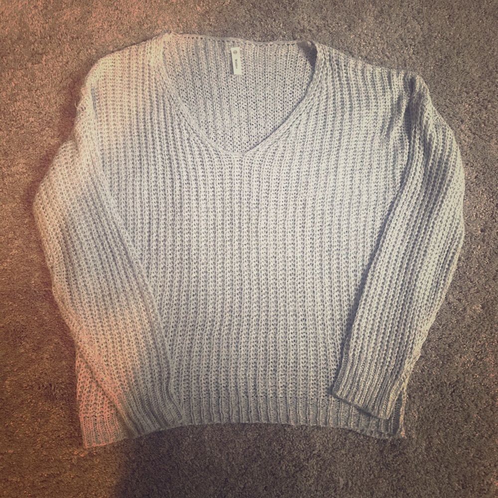 Off the shoulder grey sweater